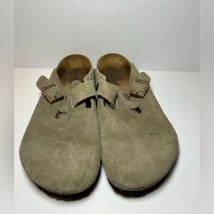 Birkenstock Taupe Suede Boston slip-ons